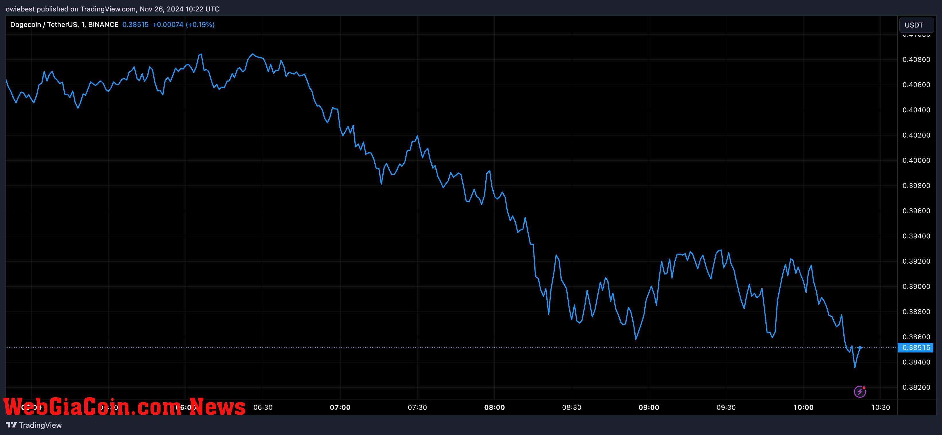 Dogecoin price chart from Tradingview.com