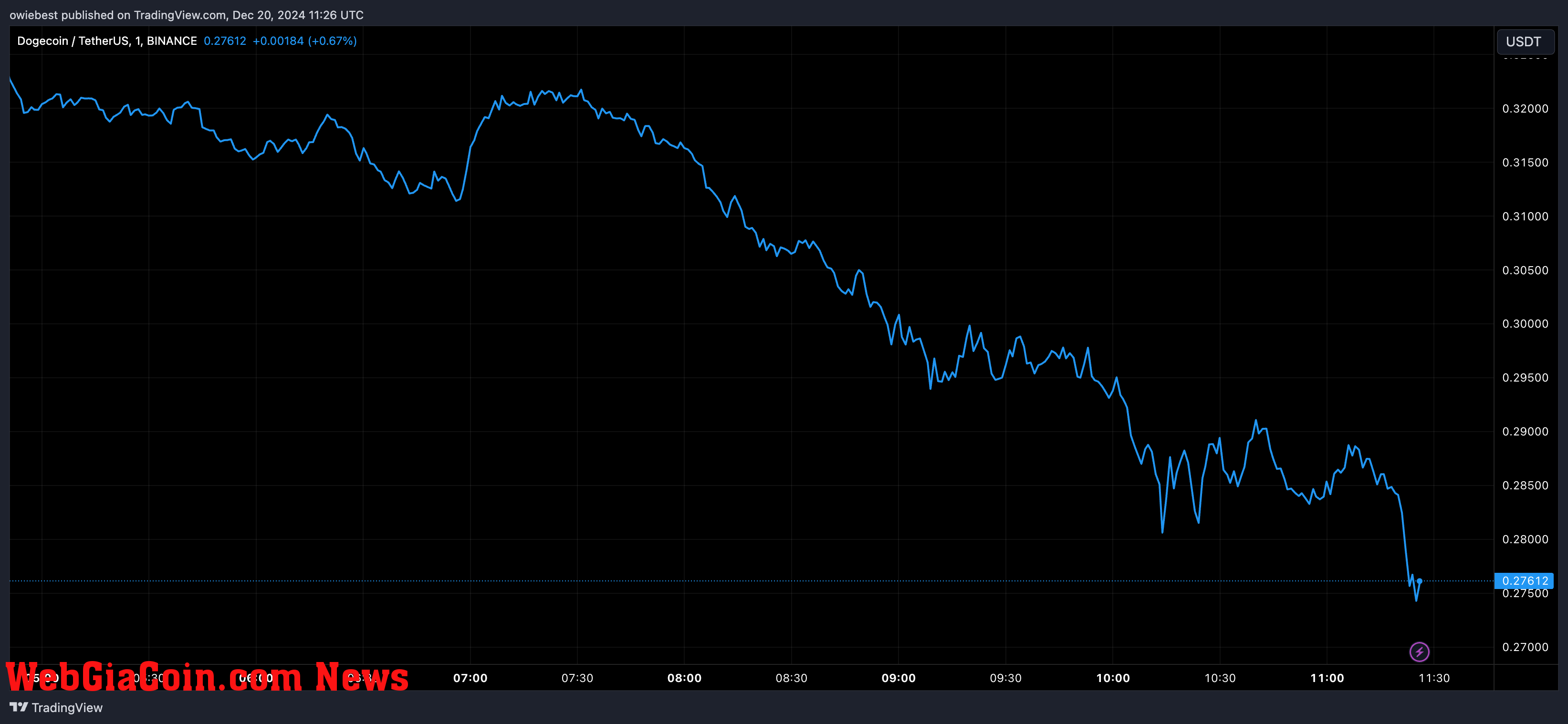 Dogecoin price chart from Tradingview.com