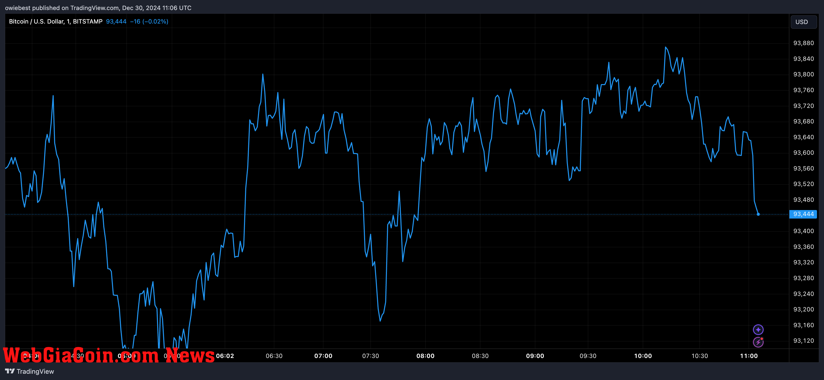 Bitcoin price chart from Tradingview.com