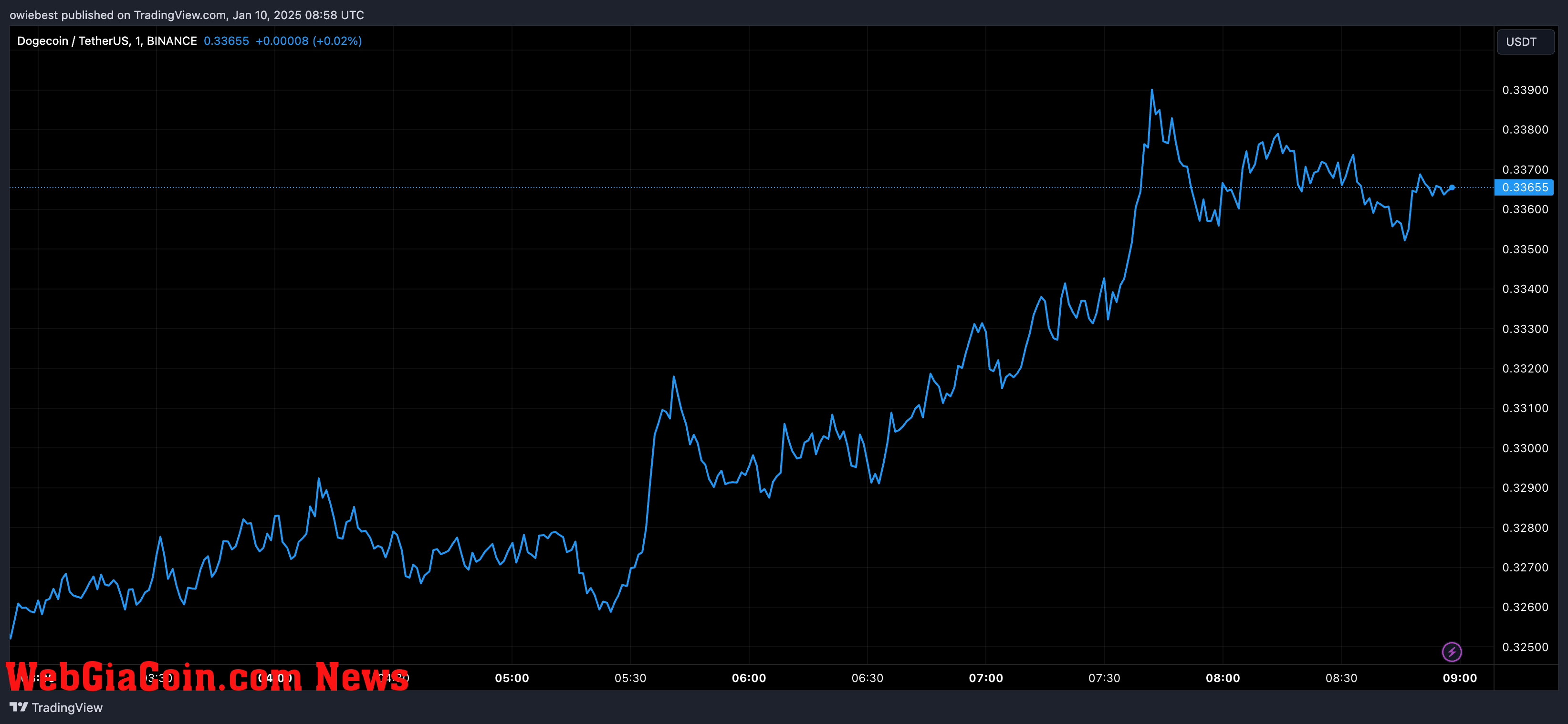 Dogecoin price chart from Tradingview.com