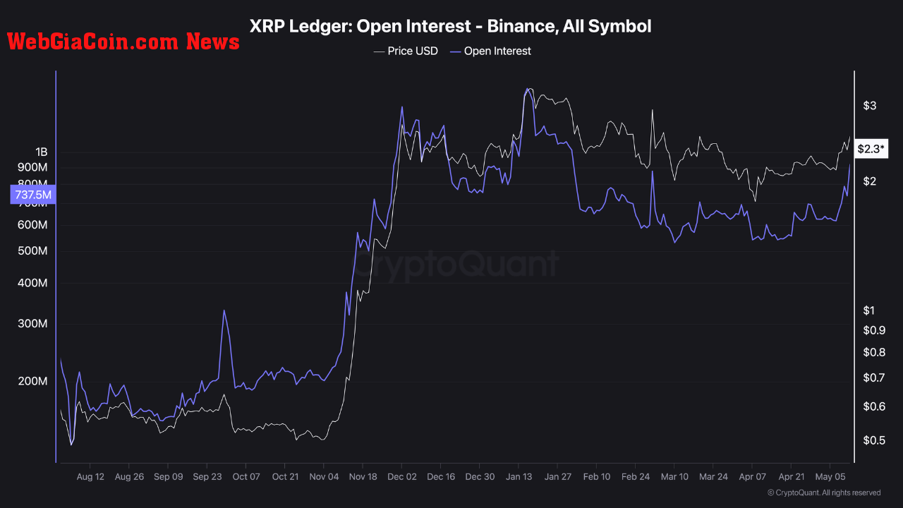 XRP's open interest metric.